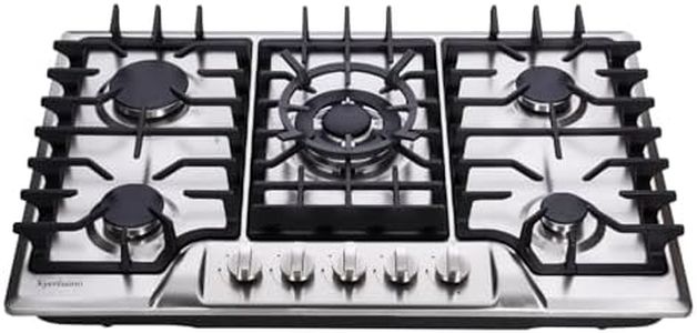 Kyerbaino Gas Cooktop 30 Inch, Built-in 5 Burners Gas Stovetop Stainless Steel LPG/NG Convertible Gas Stove Dual Fuel Sealed Gas Cooktop