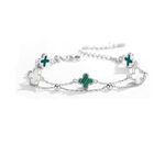 GAUEIOUR Double-Layer Leaf Bracelet, Lucky Leaf Titanium Steel Bracelet, Youthful Vitality Lucky Leaf Delicate Bracelet, Simple and Fashionable Personality Leaf Bracelet (Green)