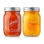 NutriChef, Mason Jars, Glass Container Food Storage, Meal Prep Containers With Lids, Overnight Oats Jar, Glass Jar With Lid, Spice Container, Canning Jar, Wedding Favors, Crafts, Pickling,2pc, 16oz