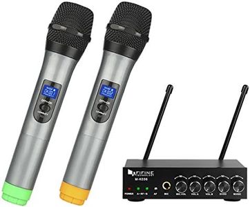 Fifine UHF Dual Channel Wireless Handheld Microphone, Easy-to-use Karaoke Wireless Microphone System-K036