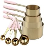 COOK WITH COLOR Measuring Cups Set and Measuring Spoon Set, Stainless Steel Handles, Nesting Kitchen Measuring Set, Liquid Measuring Cup Set, 8 PC Gold, Pink