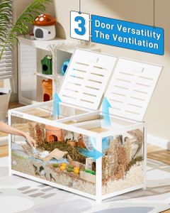 BUCATSTATE Large Hamster Cage – White, Spacious Small Pet Habitat