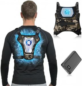 THETHEKU Portable Fan Rechargeable Cooling Vest Wearable Fan With Electric Cooling Air Vest Air Conditioned (Camouflage-with 30000mAh)