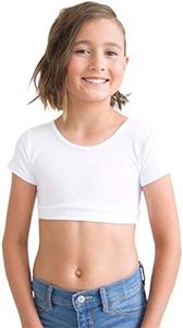 HALFTEE Girlee Boyfriend Layering Tee | Crop Tops for Girls | White | 10-12