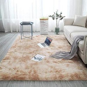 Aujelly Alfombra suave para dormitorio Shaggy de Soft Area Rug, mullida, multicolor, 150 x 240 cm, color caqui