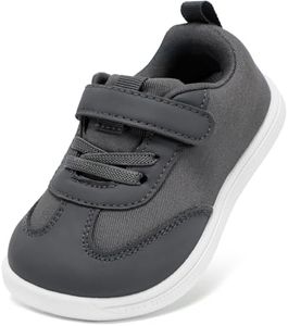 STQ Toddler Boys Wide Toe Barefoot Walking Shoes Comfort Lightweight Breathable Tennis Gym Sneakers Grey Size 4
