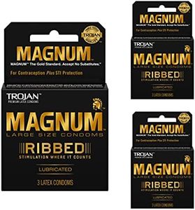 Trojan Magnum Ribbed Male Condoms, 3 Count Pack of 3