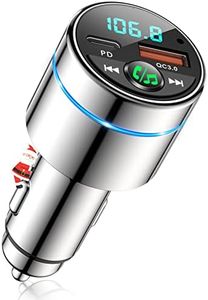 Mohard Transmetteur FM Bluetooth 5.3, Tout Métal Bluetooth Voiture, Chargeur Rapide de Voiture PD 30W Type C+ QC3.0, avec Suppression du Bruit pour Appels Mains Libres, Musique Hi-FI, Anneau Lumineux