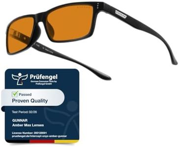 Gunnar Gaming and Computer Eyewear | Vertex, Frame Colour: Onyx, Amber MAX Tint (98% Blue Light Protection & 100% UV Light) | Blue Light Blocking Glasses | Patented lens | Reduce eye strain & dryness