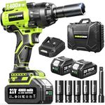 Robustrue 1200Nm (860ft-lbs) Cordless Impact Wrench, 1/2 High Torque Brushless Impact Gun, 2300RPM Power, 2 x 5.0Ah Batteries, Fast Charger, Impact Wrench for Heavy Duty Truck RV Mower