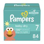 Pampers Baby Dry Diapers - Size 7, 84 Count, Absorbent Disposable Diapers