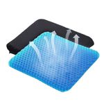 FUNLOV Soft Sitter, Gel Seat Cushion - Honeycomb Thick Gel Cushion with Cover, Cooling Gel Chair Cushions, Gel Cushion for Office Chair Wheelchair Car, Used for Sitting Pressure Sore (Blue, 30x25cm)