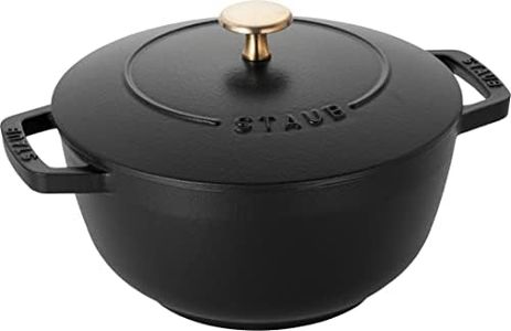 staub Wa-NABE 40501-009 Wanabe Black L 20cm Two-Handed Cast Iron Pot, Rice Cooking, 3 Pieces, Induction Compatible