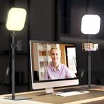 Video Conference Lighting, 180 LED Video Light with 3 Color & 5 Brightness & Timmer for Video Recording, Webcam Light Phone Holder for Laptop Computer Online Meeting, Video Calls, Live Streaming