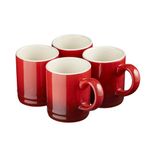 Cooks Professional Espresso Cup Set | Made from Durable Stoneware (Red, Set of 4)