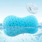 Sunlit Bath Jello Mini Gel Bath Pillows, Lumbar Pillow for Bathtub, Back Support Pillow, Gel Pillow with Non-Slip Suction Cups for Lumbar, Back Rest Support, Fits Curved or Straight Back Tubs, Aqua