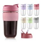 Kamvy Glass Sipper with Lid and Straw Pack of 1, Drinking Glasses Tumbler Iced Tea Coffee Mugs Clear Multipurpose Cups for Juice, Cocktail Home Office & Travel (Multicolor), 500 Milliliters (Shaker)