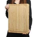 Extra Large Bamboo Cutting Board, Kitchen Stovetop Cover Chopping Board, Thick Heavy Duty Butcher Block Cutting Board with Juice Groove, for Cutting Meat, Bones and Vegetables