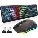 KLIM Blaze & Chroma Wireless Bundle - NEW 2024 Wireless Gaming Keyboard and Mouse Combo - Responsive, Durable, Ergonomic - Backlit Keyboard + RGB Gaming Mouse Wireless + Long-Lasting Built-in Battery