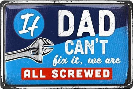 LANOLU Dad's Garage Metal Sign 'IF DAD CAN'T FIX IT', Perfect for Garage Decor, Gifts for Dad, Papa's Workshop Accessories, Dad Garage Sign Vintage Tin Sign 12x8"