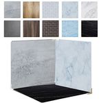 iProtech (5PCS 10Patterns) 15.7x15.7 inch Photography Background Boards with 4 brakets, Double Sided Cement/Marble/Wood/Brick Texture Pattern Photo Backdrops Boards for Food Jewelry Cosmetics Props