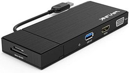 Wavlink Universial USB 3.0 Dual-Head Mini Docking Multi-Display HDMI/VGA with Gigabit Ethernet, USB 3.0 Port, Removable Card Reader, HDMI up to 2560x1440 and VGA 1920x1200 Supports Windows