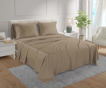 Luxury Egyptian Cotton Bedding Sets Queen: Soft & Durable 4 Piece Queen Sheets, Queen Size Sheets Taupe, Sheet & Pillowcase Sets, Sateen Weave Hotel Sheets Fits upto 18" mattress