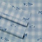 Eddie Bauer - Twin Sheet Set, Cotton Percale Bedding Set, Crisp & Cool Home Decor, Dorm Room Essentials (Methow Plaid Blue, Twin)