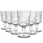 Bormioli Rocco Romantic Wine Glasses Set - Vintage Italian Cut Glass Goblets for Red White Wine - 320ml - Pack of 12