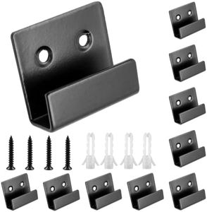 Luomorgo 10 Pcs Tile Display Wall Hanger, Stainless Steel Wall Mount Brackets Hook, Heavy Duty Tile Hanger for Mirrors, Picture Frame Ceramic Wall Display (Small Size, Black)