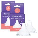 Lansinoh NaturalWave Baby Bottle Teats - Slow Flow - 4 Pack - Anti-Colic Air Vent - BPA & BPS-Free - Clinically Proven to Reduce Nipple Confusion - Compatible with Lansinoh Bottles