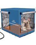 Clawsable Heated Dog House for Outdoor, Dog Crate for Small Medium Intermediate Dogs, 2 Doors Heavy-Duty Dog Kennel Value Pack with Matching Insulated Crate Cover & Bed & Pet Heating Pad