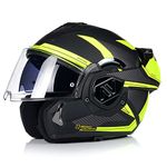 LS2 FF906 ADVANT REVO Flip-Front Motorbike Modular Dual Visor Motorcycle Scooter Urban Touring Convertible Crash Helmet, Matt Black Hi-Viz Yellow (XL)