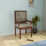 WOODLAB Solid Sheesham Wood Royal Easy Arm Chair with Comfortable Chushion for Home and Living Room (Natural Finish)