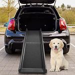 62”L Foldable Pet Ramp, Portable Pet Ladder Suitable for Cars Trucks and SUVs, Folding Dog Ramp for Small Cats and Large Dogs Loading up to 200 Pounds, Black