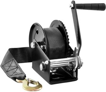 VEVOR Hand Winch, 1200 lbs Pulling Capacity, Boat Trailer Winch Heavy Duty Rope Crank with 23 ft Polyester Strap and Two-Way Ratchet, Manual Operated Hand Crank Winch for Trailer, Boat or ATV Towing