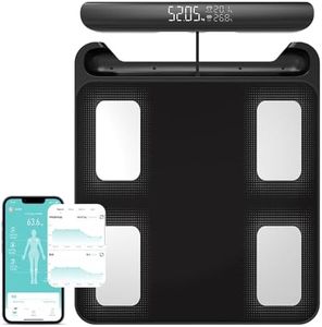 Fitdays Scale for Body Weight and Fat Percentage, 8 Electrodes High Precision Digital Scale for BMI 20 Body Composition Measurement, Bathroom Smart Scales with Large Color Display (FG2202WB-BLACK)