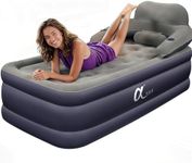 A-ER-FA Twin XL Air Mattress with Headboard, Quick 3 Min Inflation, 20in High, Flocked Top - For Home, Guest, Travel, Camping