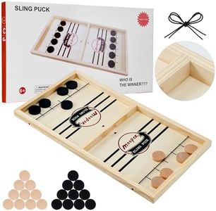 moopok Fast Sling Puck Game - Fast Action Super Foosball Table Desktop Battle Slingshot Wooden Air Hockey Board Game -Guaranteed Fun for Family Game Night or Friends Party