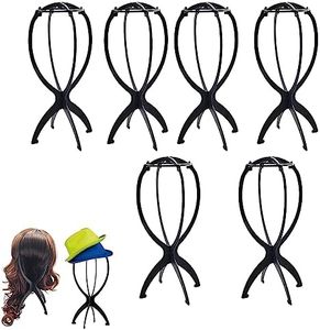 6 Pcs Wig Stand for Wigs,Wig Holders, Wig Head Stands,Mask Stands,Portable Wig Head Stands Collapsible Wig Holders for All Wigs and Hats (13.8 inch)