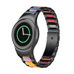 Gheper Resin Stainless Steel Watchband Compatible with Samsung Gear S2 SM-R720/SM-R730 Quick Fit Metal Wristband Strap Replacement for Gear S2 R720/R730 Smartwatch for Women Men