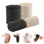 Elfzone Elastic Bandage Wrap Knee Brace - 4 Packs - Adjustable Compression Belt for Knee Brace, Ankle Brace, Wrist Brace, Elbow Brace and Calf Sleeve, Black & Skin Color Elastic Bandages