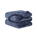 sourcing map Flannel Fleece Bed Blankets, Soft Warm Microfiber Blanket, Mesh Fuzzy Plush 330GSM Lightweight Decorative Solid Blankets for Bed Navy Blue 75 x 100cm