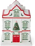 Spode Christmas Tree Miniature Christmas Village Figural Decoration, LED Lighted Christmas Village Set, Ceramic Holiday Decor - Dolomite Christmas Collectible for Indoor Display (Hotel)