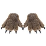 LONTG Halloween Wolf Claws Werewolf Costume Gloves Accessory Halloween Costume Party Handwear Fancy Dress Cosplay Animal Paws Gloves Hairy Hands Gloves Scary Wolf Costume Props for Adults One size