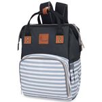 R for Rabbit Caramello Regal Baby Diaper Bag for Mother, Waterproof Kids Diaper Backpack for Mothers, Multifunctional Maternity Bag for Travel, Nursing Backpack for Moms (Grey Stripes)