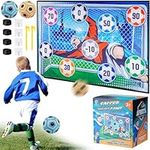 Soccer Ball Game Set for Kids, Indoor Outdoor Toy Soccer Ball Set with Velcro Ball, Kids Soccer Smart Game for Family Toddlers, Outdoor Backyard Game Gift for Boy Birthday (2 in 1 Soccer Velcro Ball)