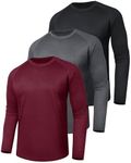 BOOJO 3 Pack Long Sleeve Shirts for Men - Quick Dry Moisture Wicking Sun Protection UV UPF T-Shirts for Fishing Workout Gym