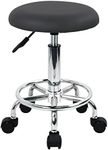 WKWKER Ergonomic Rolling Stool PU Leather Stool on Wheels Swivel Height Adjustable Seat Stool Chair for Kitchen Drafting Salon Lab Office Massage Stool (Gray)