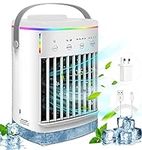 Portable Air Cooler, Mini Mobile Air Conditioner, RGB 7 LED Light, 4 Speeds, Timed function Modes Room Cooler, Air Coolers for Home, Office, Bedroom